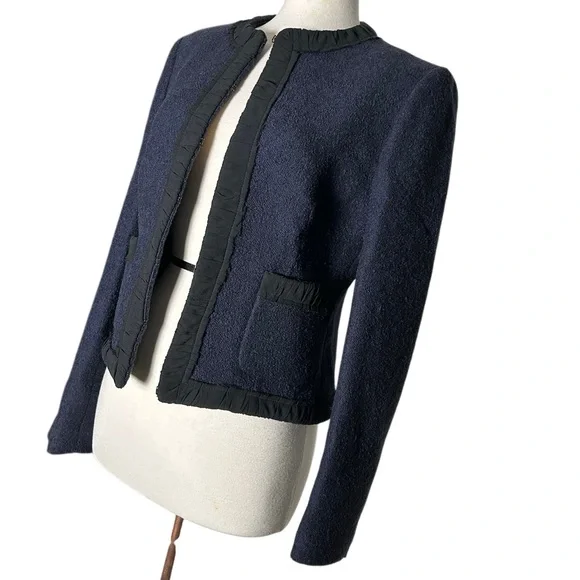 Michael Kors Italy Lady Coat Ruffle Structured Shoulders Blazer Wool Career 10